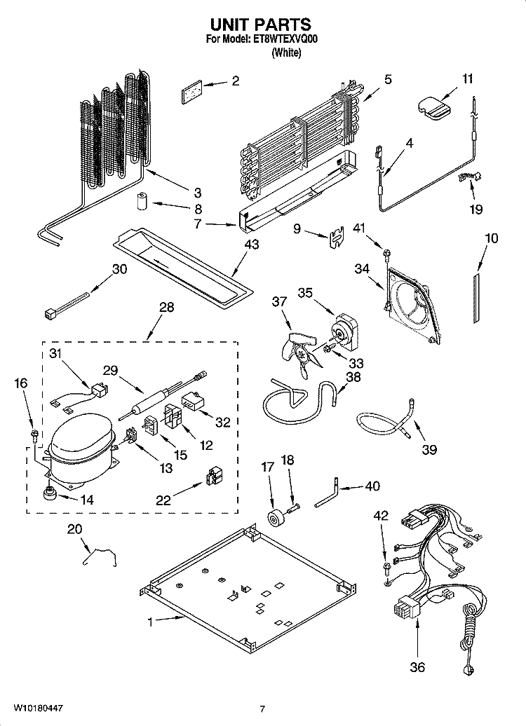 UNIT PARTS Diagram and Parts List for ET8WTEXVQ00  Whirlpool Refrigerator