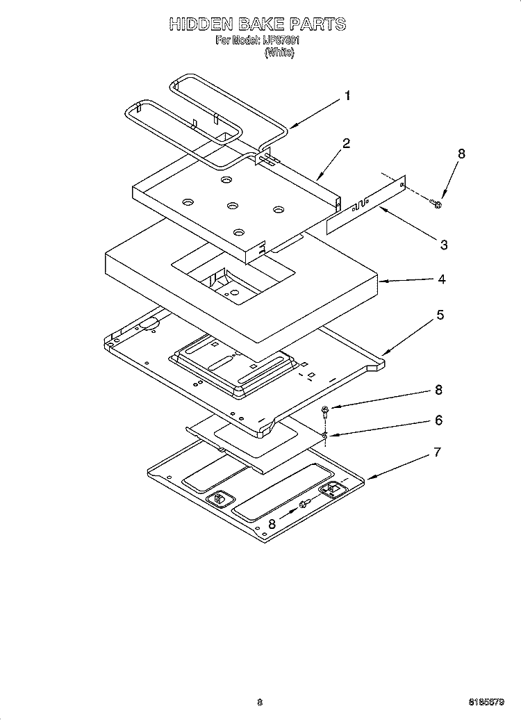 HIDDEN BAKE PARTS, MISCELLANEOUS PARTS Diagram and Parts List for IJP87801  Inglis Range