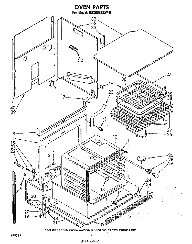SECTION Diagram and Parts List for RB2000XKW0  Whirlpool Wall Oven