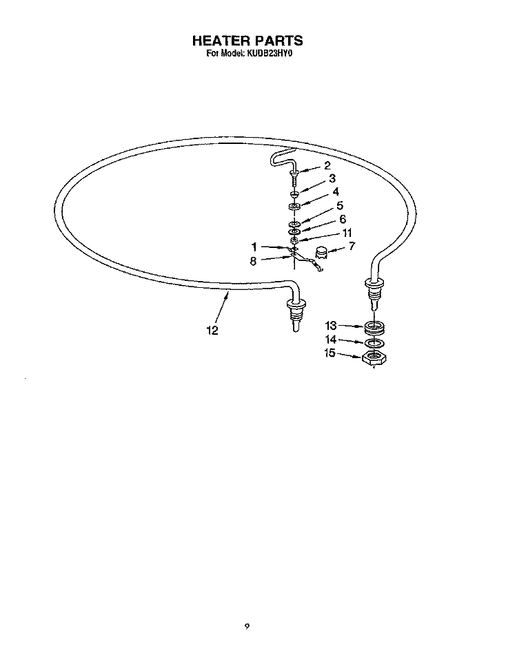 HEATER Diagram and Parts List for KUDB23HY0  KitchenAid Dishwasher