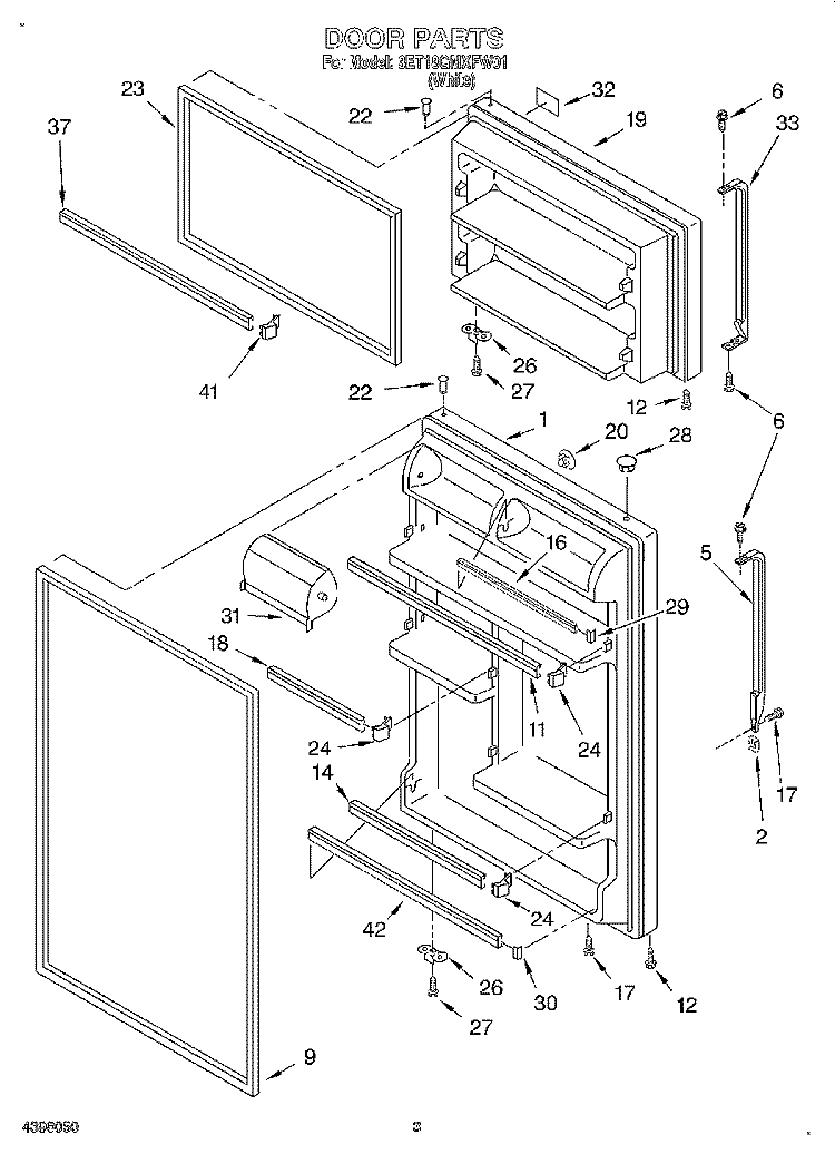 DOOR Diagram and Parts List for 3ET18GMXFW01  Whirlpool Refrigerator