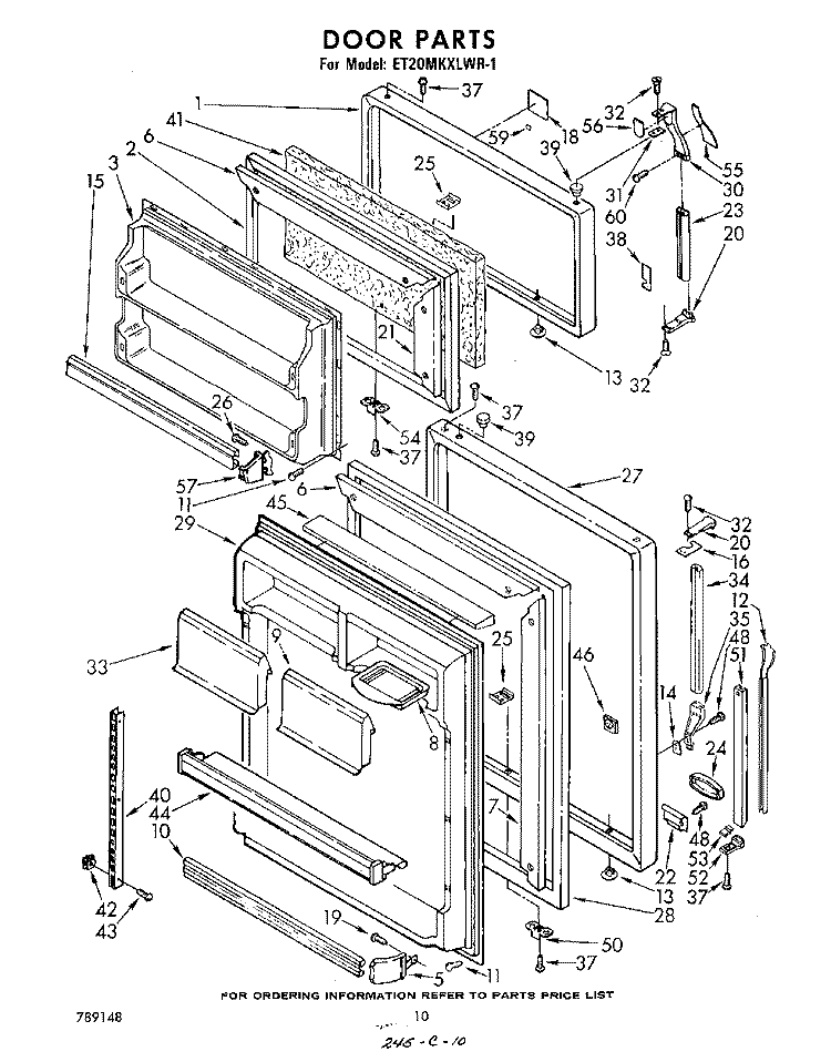 DOOR , NOT ILLUSTRATED AND OPTIONAL Diagram and Parts List for ET20MKXLWR1  Whirlpool Refrigerator