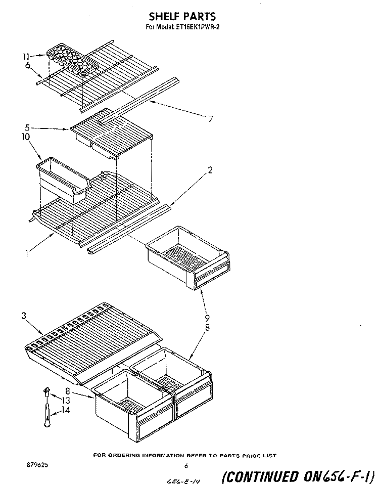 SHELF Diagram and Parts List for ET16EK1PWR2  Whirlpool Refrigerator