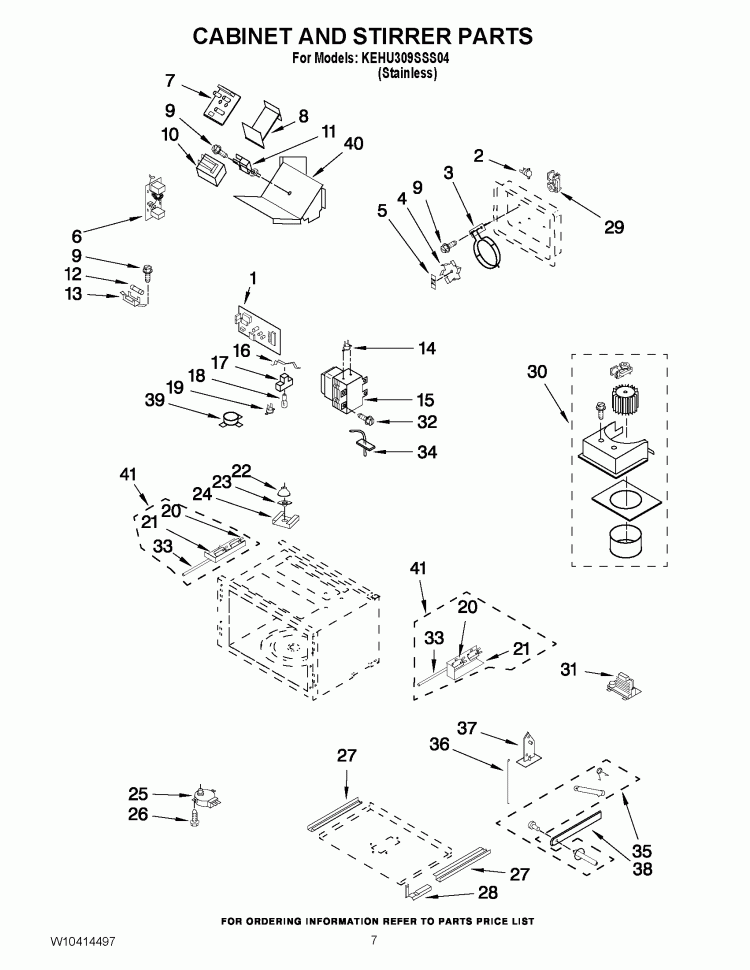 CABINET AND STIRRER PARTS Diagram and Parts List for KEHU309SSS04  KitchenAid Microwave Oven Combo