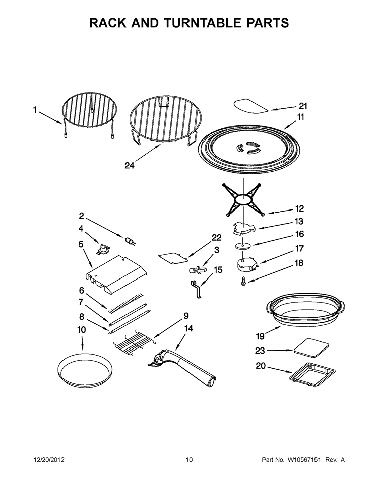 RACK AND TURNTABLE PARTS Diagram and Parts List for GH7208XRY5  Whirlpool Microwave