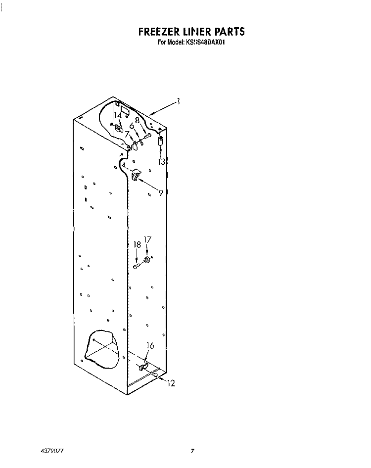 FREEZER LINER Diagram and Parts List for KSSS48DAX01  KitchenAid Refrigerator