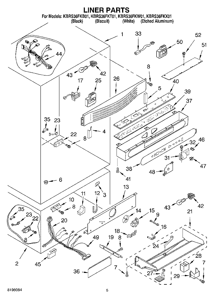 LINER Diagram and Parts List for KBRS36FKW01  KitchenAid Refrigerator