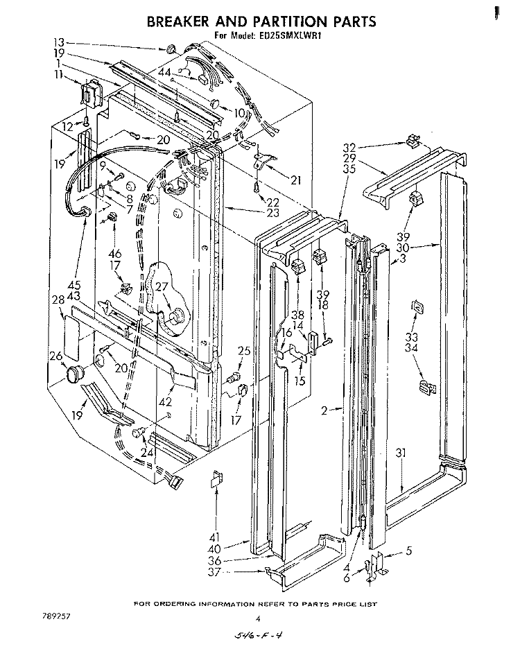 BREAKER AND PARTITION Diagram and Parts List for ED25SMXLWR1  Whirlpool Refrigerator
