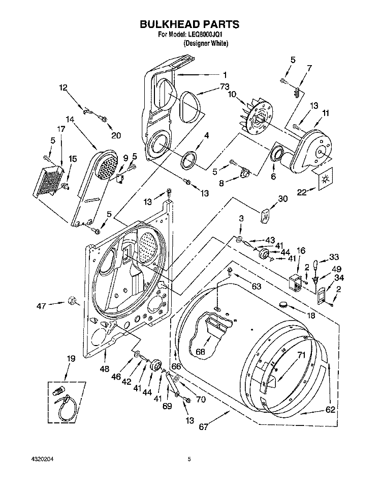 SECTION Diagram and Parts List for LEQ8000JQ1  Whirlpool Dryer