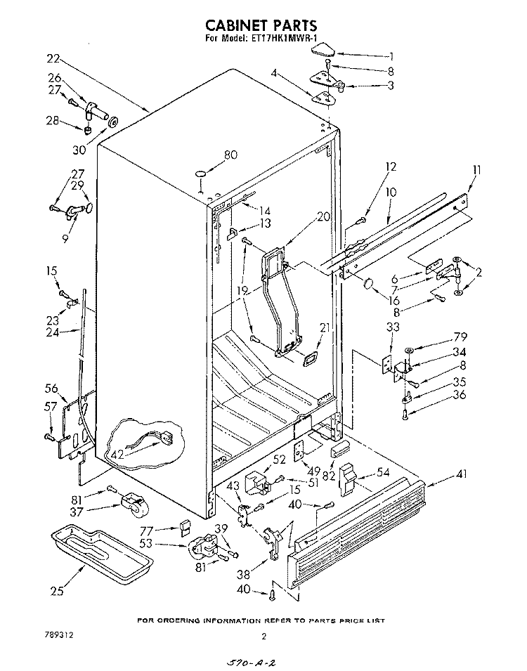 CABINET Diagram and Parts List for ET17HK1MWR1  Whirlpool Refrigerator