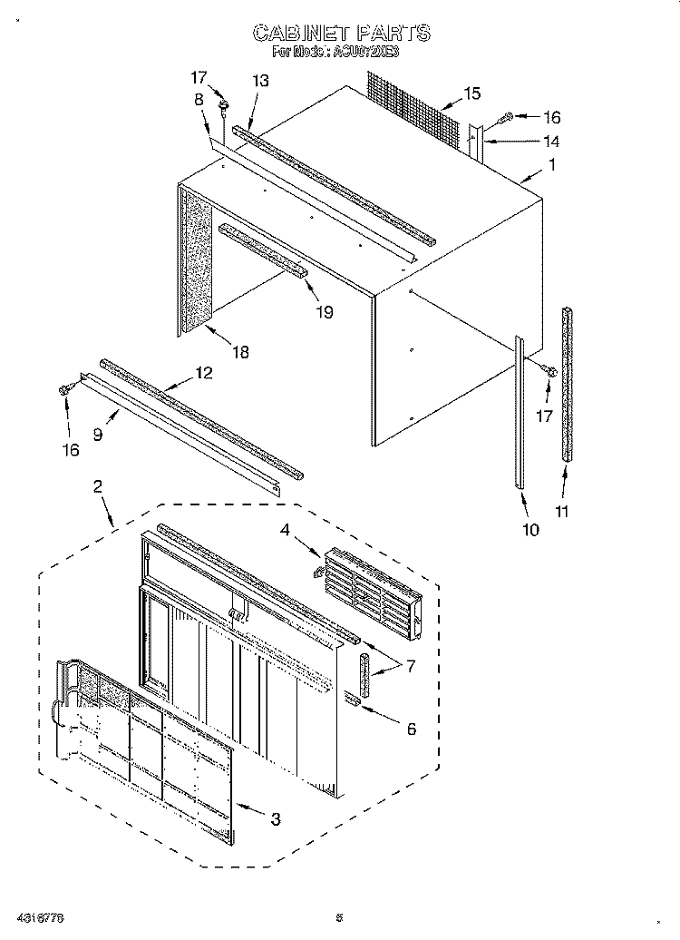 SECTION Diagram and Parts List for ACU072XE3  Whirlpool Air Conditioner