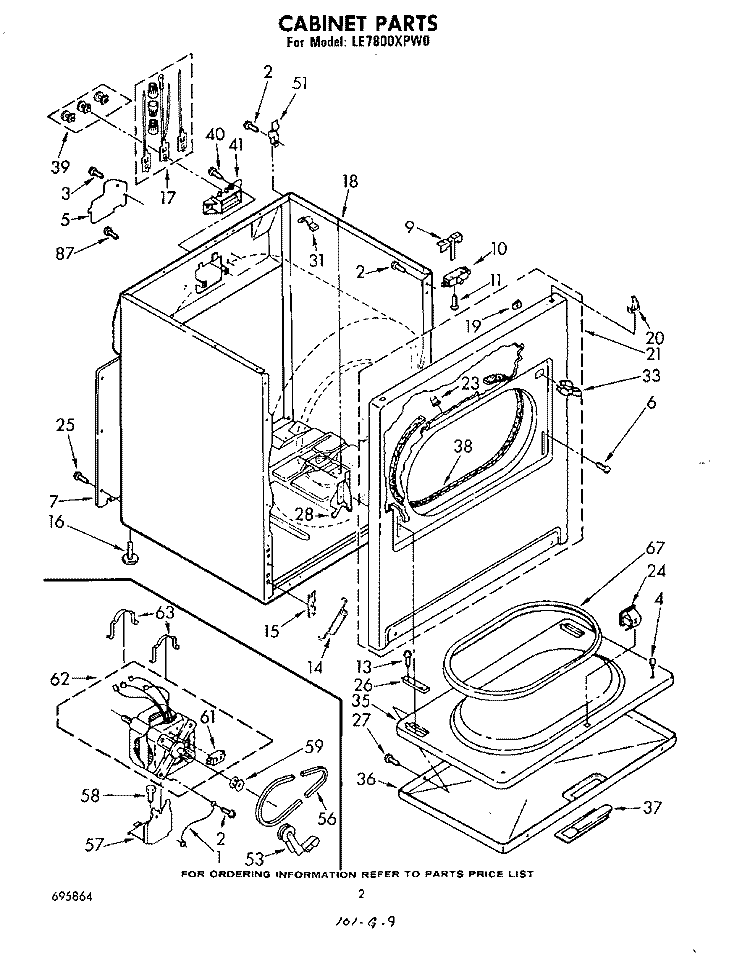 SECTION Diagram and Parts List for LE7800XPW0  Whirlpool Dryer