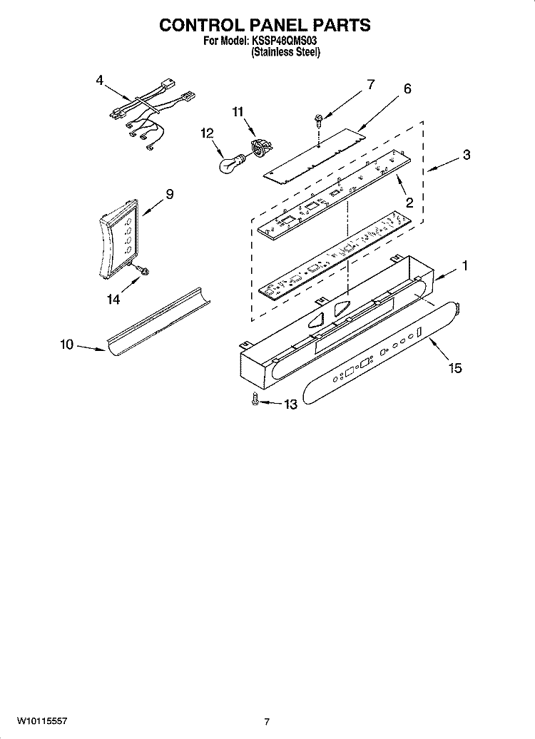 CONTROL PANEL PARTS Diagram and Parts List for KSSP48QMS03  KitchenAid Refrigerator