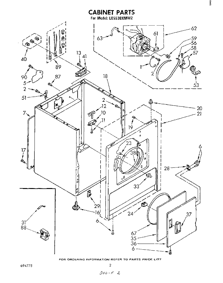 SECTION Diagram and Parts List for LE5530XMW2  Whirlpool Dryer