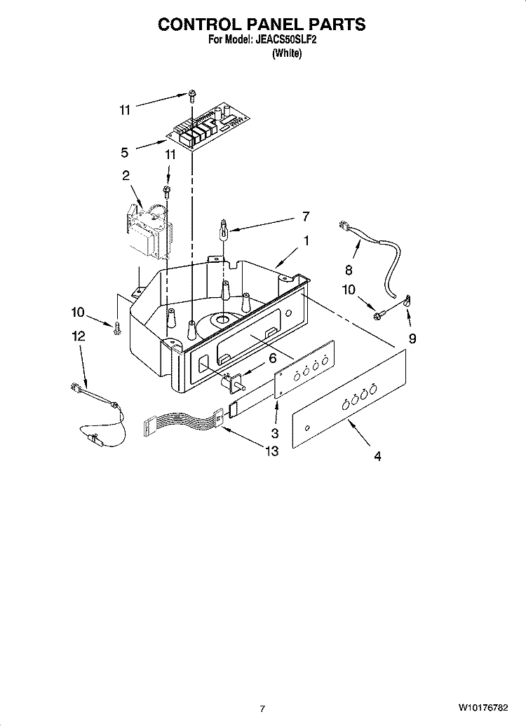 CONTROL PANEL PARTS Diagram and Parts List for JEACS50SLF2  Whirlpool Ice Maker