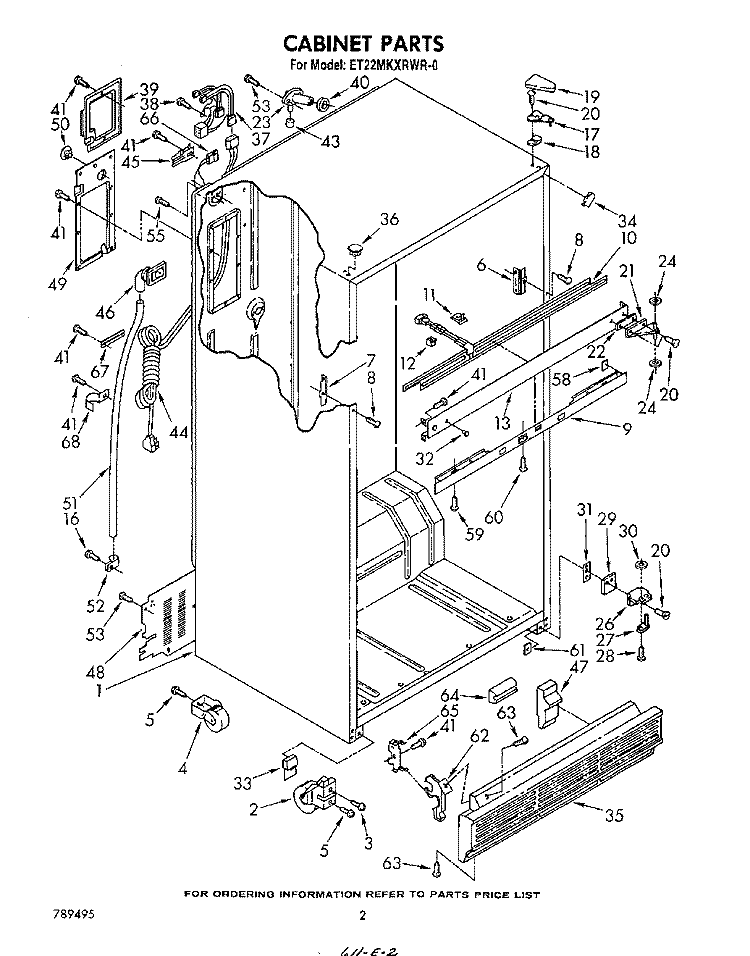 CABINET Diagram and Parts List for ET22MKXRWR0  Whirlpool Refrigerator
