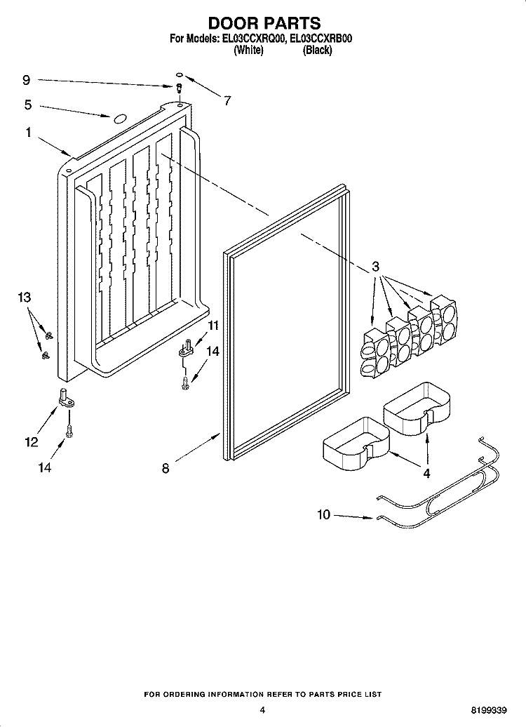 DOOR PARTS Diagram and Parts List for EL03CCXRQ00  Whirlpool Refrigerator
