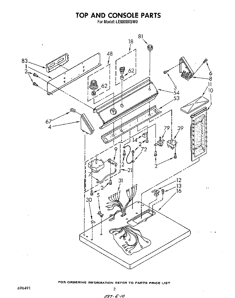 SECTION Diagram and Parts List for LE6800XSW0  Whirlpool Dryer