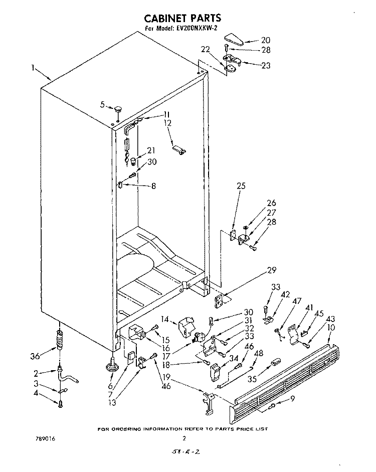 CABINET Diagram and Parts List for EV200NXKW2  Whirlpool Freezer