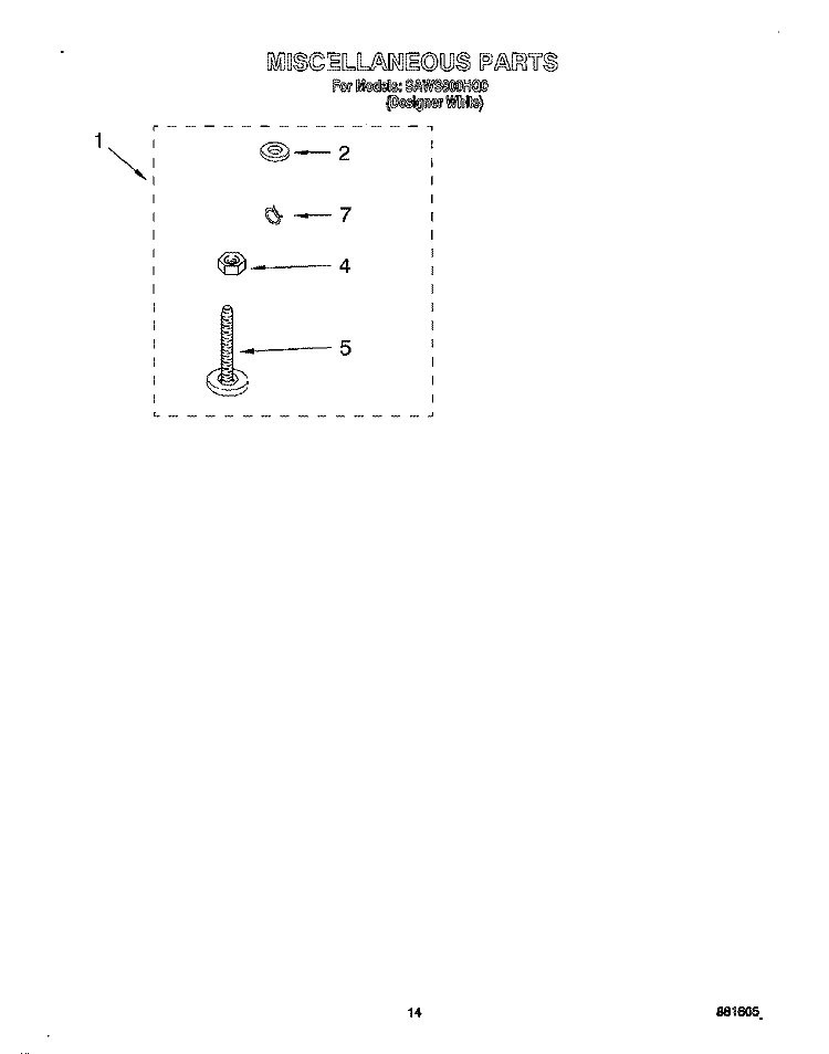 MISCELLANEOUS, OPTIONAL Diagram and Parts List for SAWS800HQ0  Whirlpool Washer