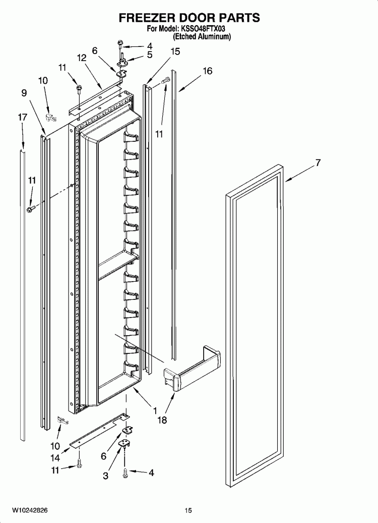 FREEZER DOOR PARTS Diagram and Parts List for KSSO48FTX03  KitchenAid Refrigerator