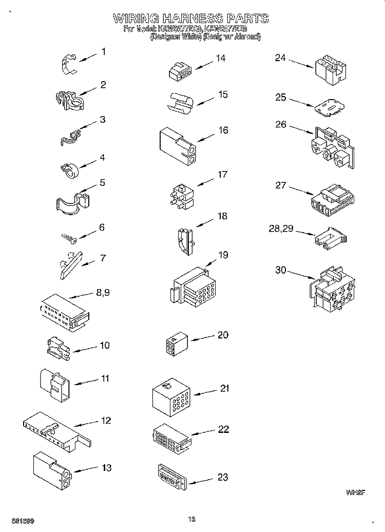 WIRING HARNESS Diagram and Parts List for KAWS577EZ0  KitchenAid Washer