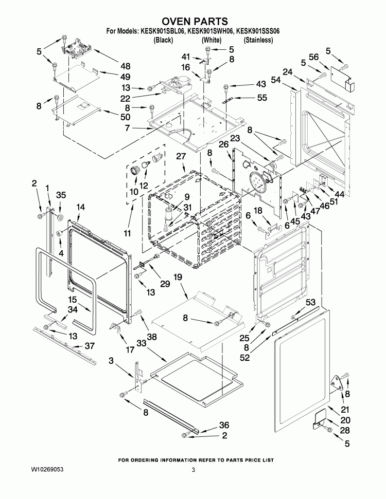 OVEN PARTS Diagram and Parts List for KESK901SSS06  KitchenAid Range