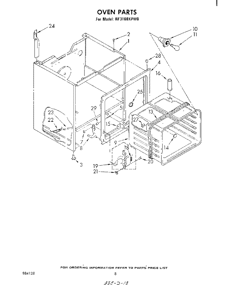 OVEN (CONTINUED) Diagram and Parts List for RF3100XPW0  Whirlpool Range