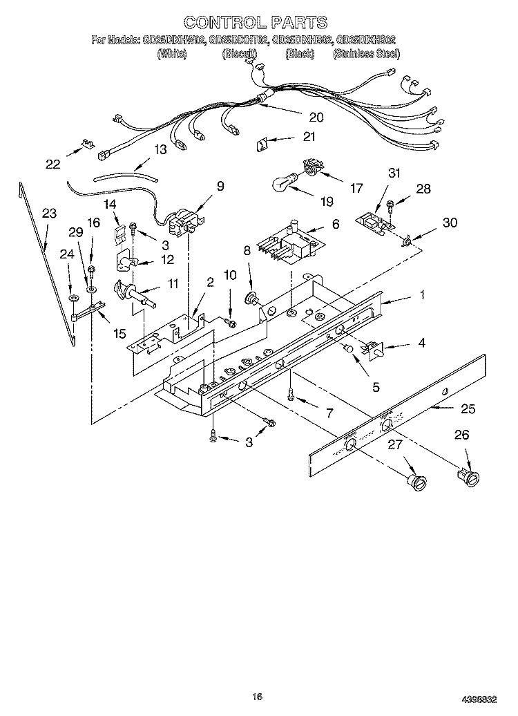 CONTROL Diagram and Parts List for GD25DIXHB02  Whirlpool Refrigerator