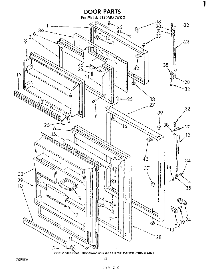 DOOR , LITERATURE AND OPTIONAL Diagram and Parts List for ET20AKXLWR2  Whirlpool Refrigerator