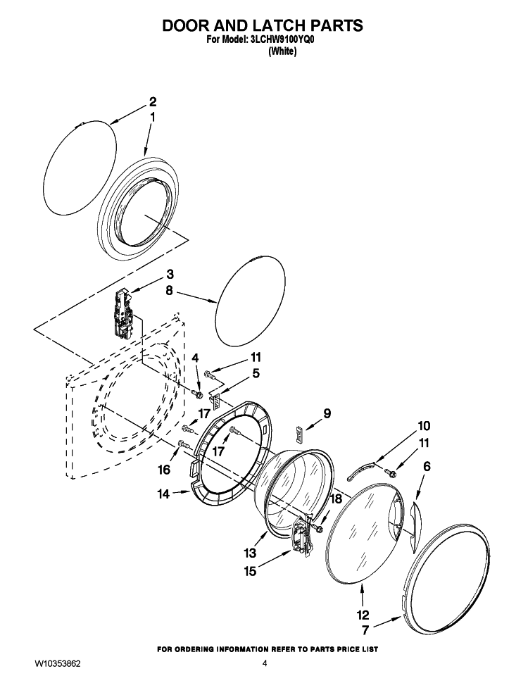 LOWER WASHARM PARTS Diagram and Parts List for DU1014XTXB3  Whirlpool Dishwasher