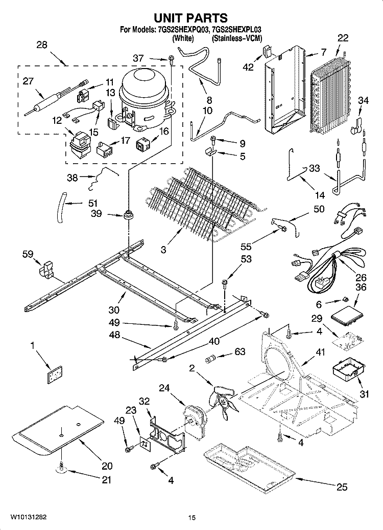UNIT PARTS Diagram and Parts List for 7GS2SHEXPL03  Whirlpool Refrigerator