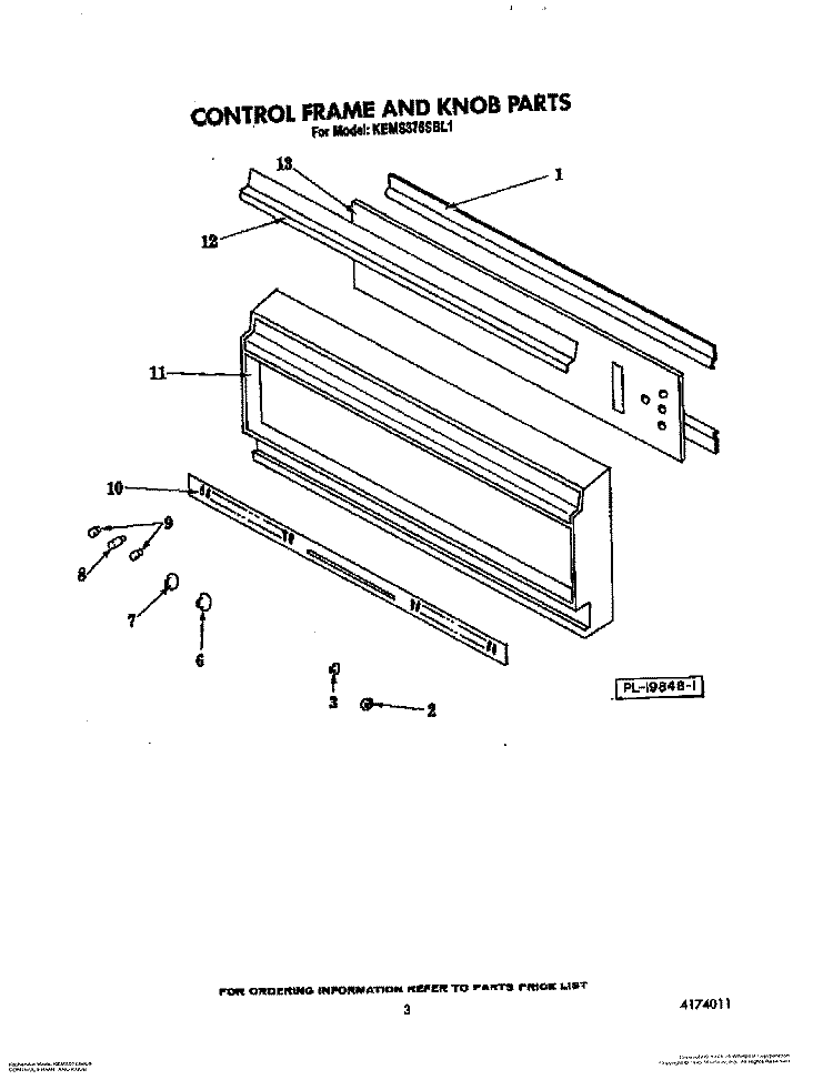 CONTROL FRAME AND KNOB Diagram and Parts List for KEMS376SBL1  KitchenAid Microwave Oven Combo