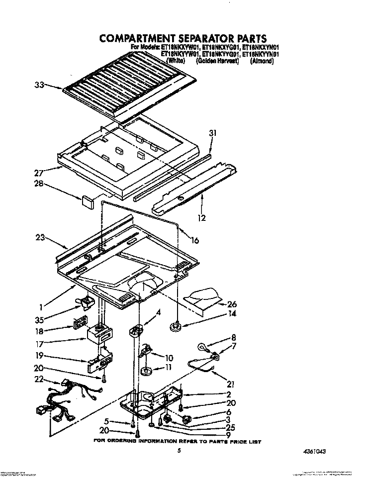 COMPARTMENT SEPARATOR Diagram and Parts List for ET18NKXYG01  Whirlpool Refrigerator