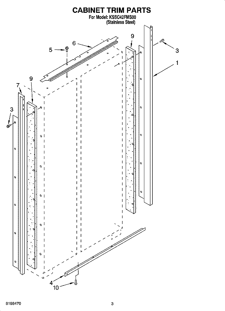 CABINET TRIM PARTS Diagram and Parts List for KSSC42FMS00  KitchenAid Refrigerator