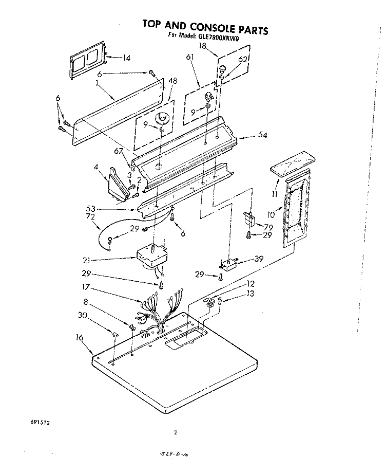 SECTION Diagram and Parts List for GLE7900XKW0  Whirlpool Dryer