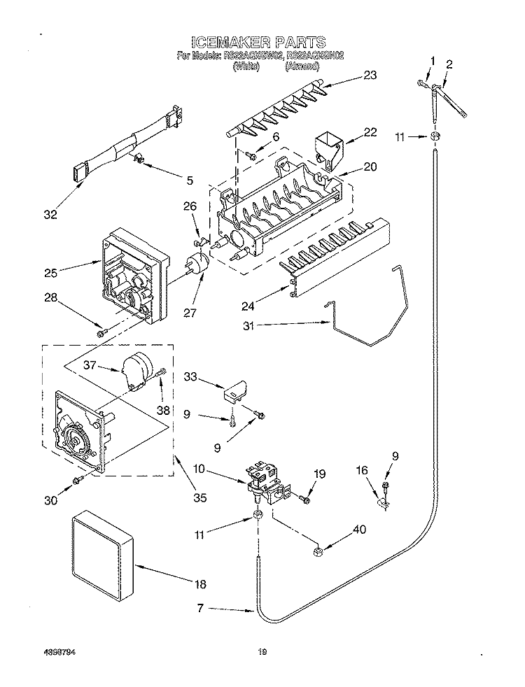 ICE MAKER, OPTIONAL Diagram and Parts List for RS22AQXGN02  Roper Refrigerator