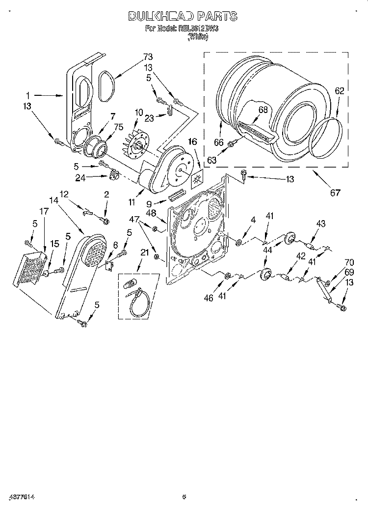 SECTION Diagram and Parts List for REL3612BW3  Roper Dryer