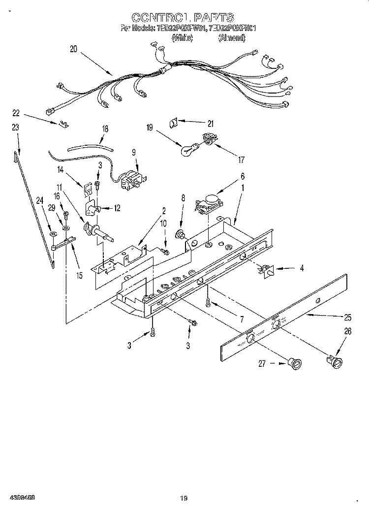 CONTROL, OPTIONAL Diagram and Parts List for 7ED22PQXFW01  Whirlpool Refrigerator