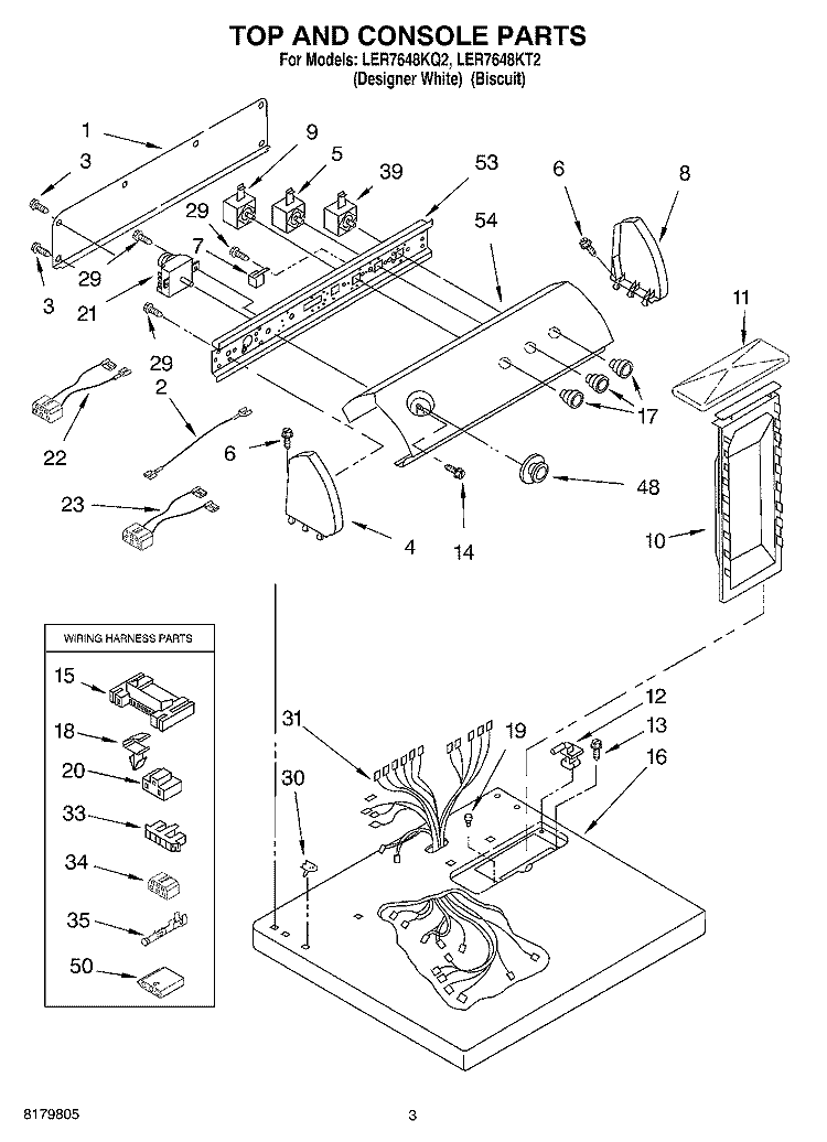 SECTION Diagram and Parts List for LER7648KQ2  Whirlpool Dryer