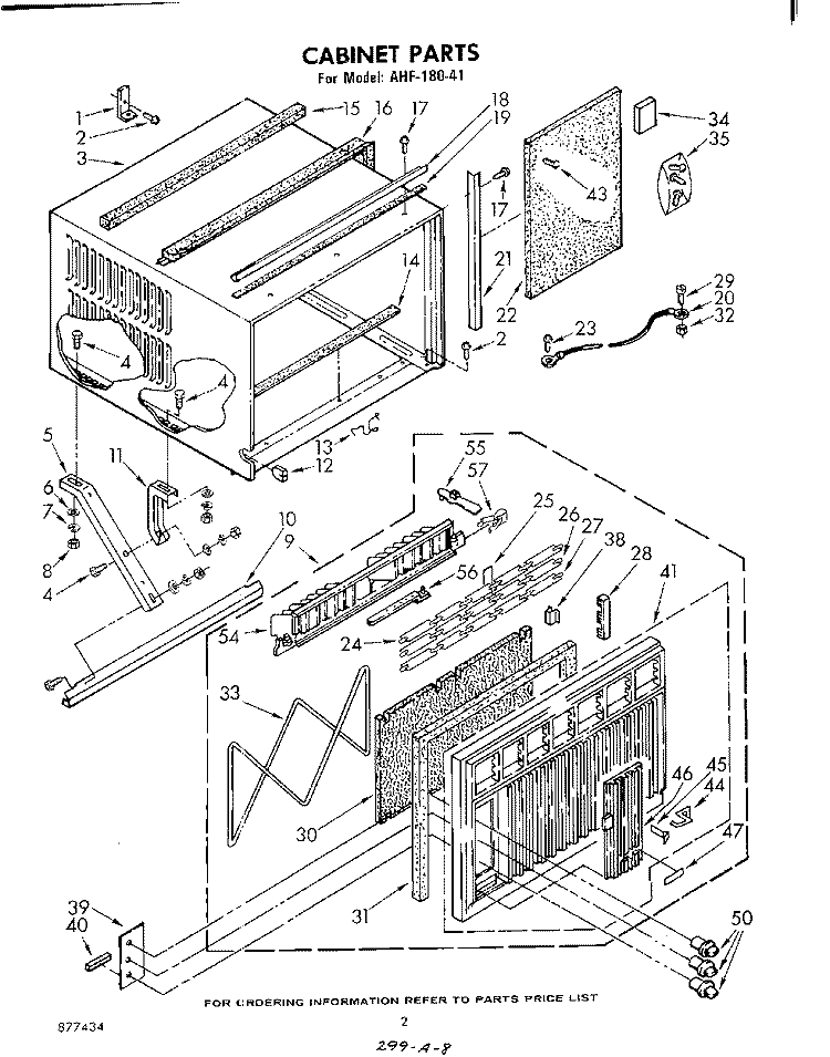CABINET Diagram and Parts List for AHF18041  Whirlpool Air Conditioner