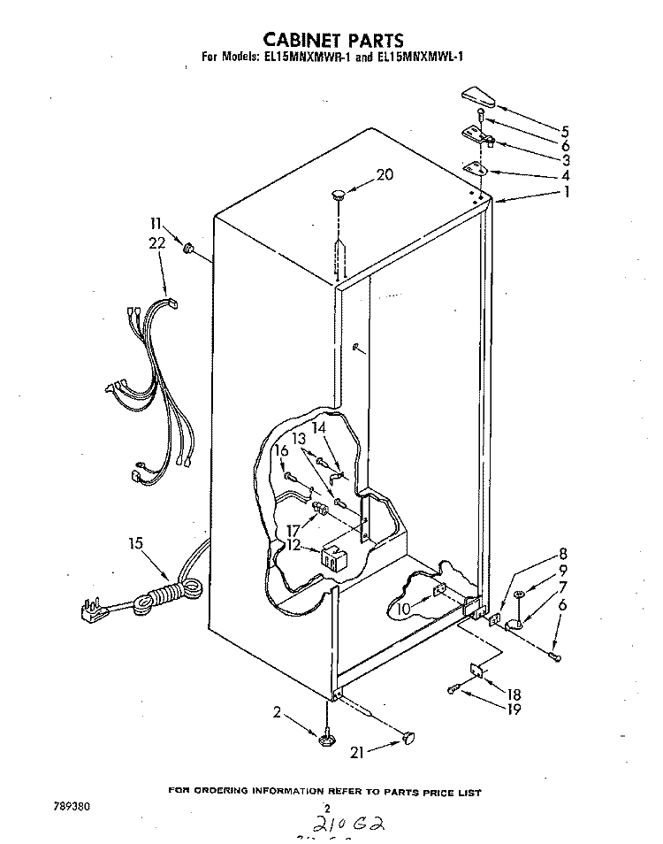 CABINET Diagram and Parts List for EL15MNXMWR1  Whirlpool Refrigerator