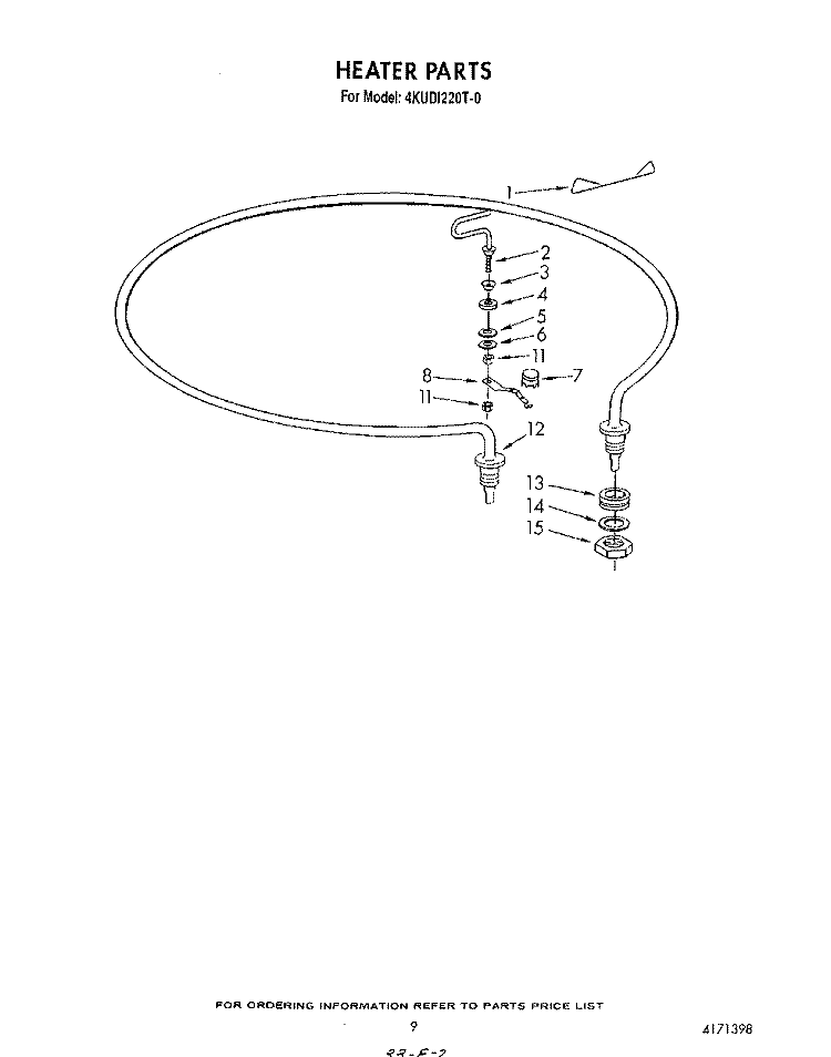 HEATER Diagram and Parts List for 4KUDI220T0  KitchenAid Dishwasher