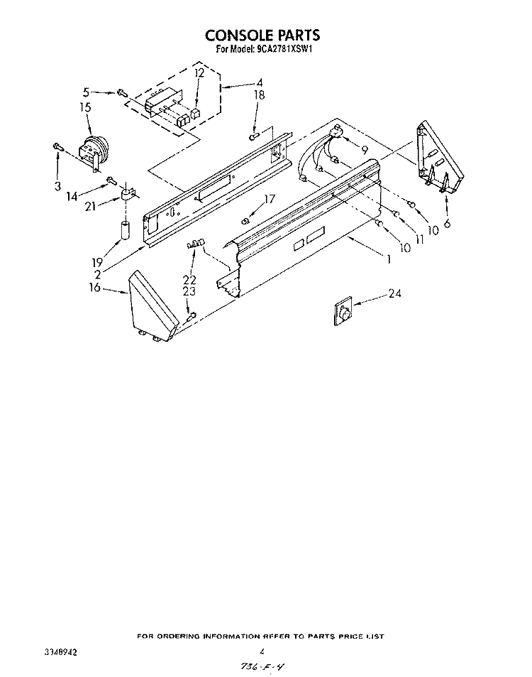 CONSOLE Diagram and Parts List for 9CA2781XSW1  Whirlpool Washer
