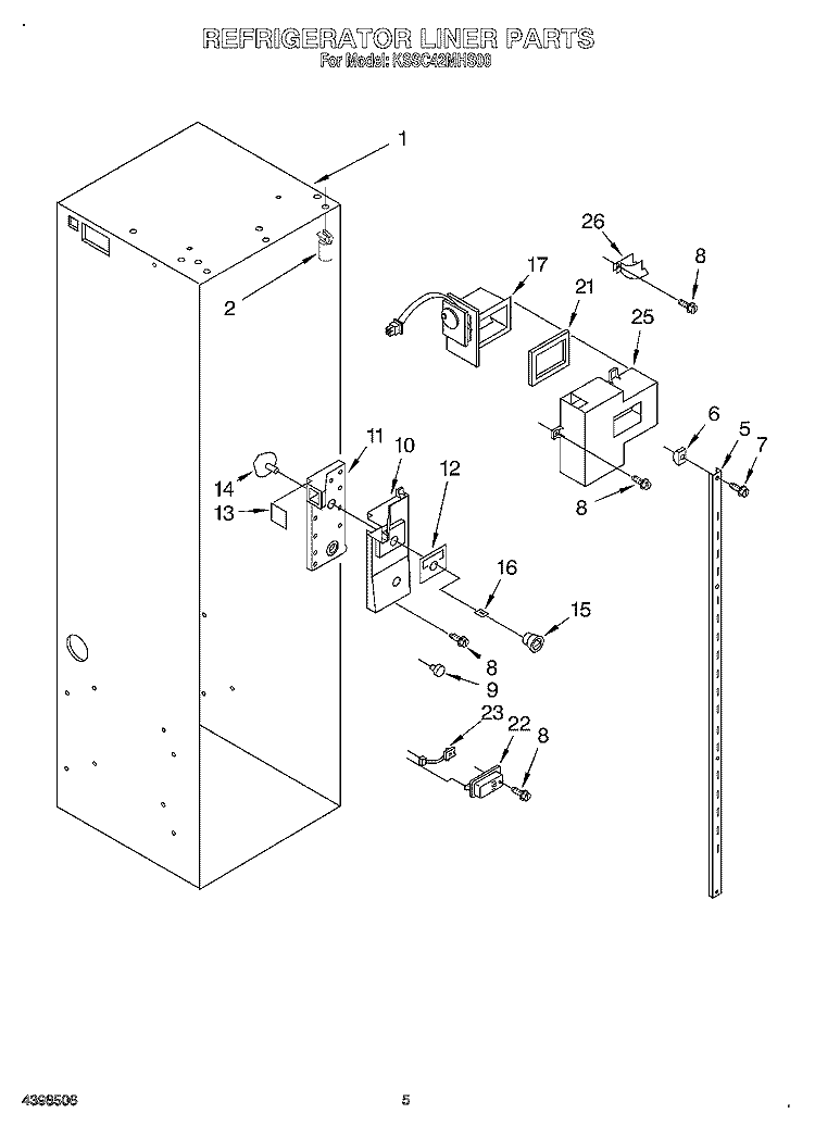 REFRIGERATOR LINER Diagram and Parts List for KSSC42MHS00  KitchenAid Refrigerator