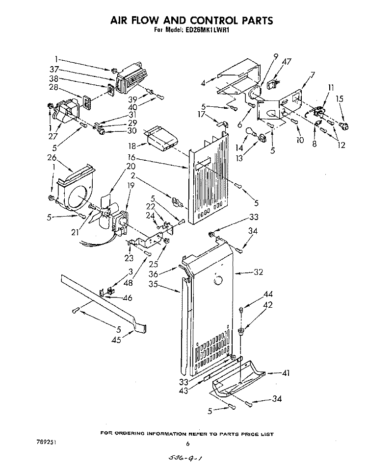 AIRFLOW AND CONTROL Diagram and Parts List for ED26MK1LWR1  Whirlpool Refrigerator