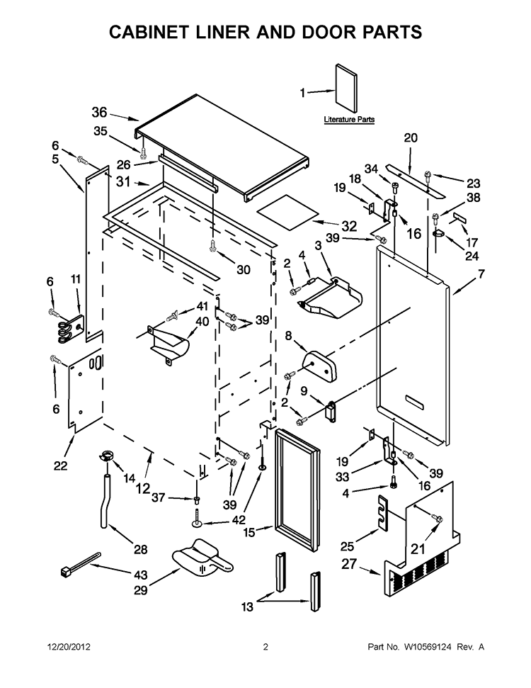 CABINET LINER AND DOOR PARTS Diagram and Parts List for KUIC15NRXS2  KitchenAid Ice Maker