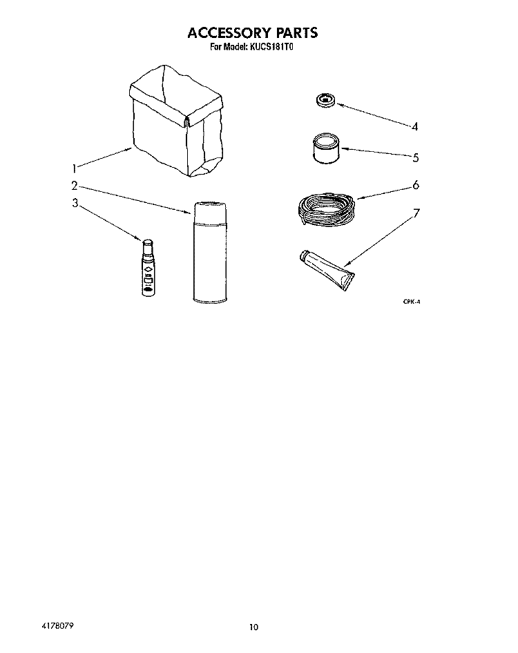 ACCESSORY Diagram and Parts List for KUCS181T0  KitchenAid Trash Compactor