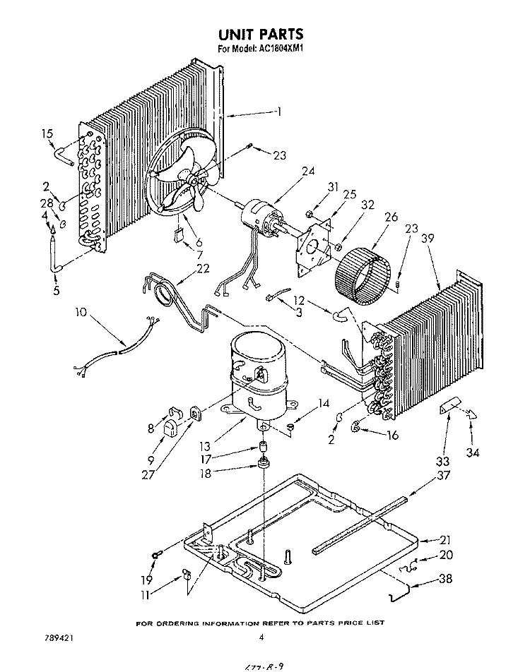 UNIT Diagram and Parts List for AC1804XM1  Whirlpool Air Conditioner