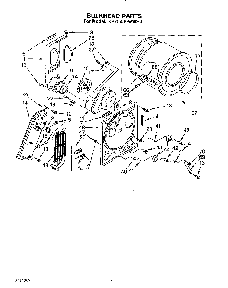 SECTION Diagram and Parts List for KEYL400WWH0  KitchenAid Dryer